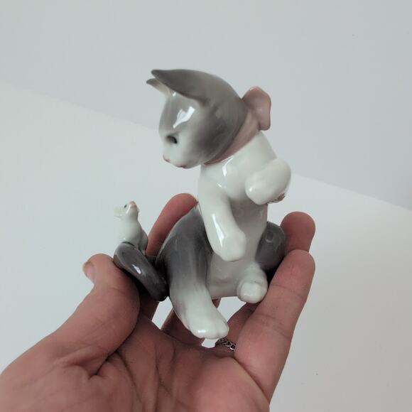 LLADRO Handmade in Spain Cat Mouse Porcelain Collectible Figurine 1994 Glossy - Picture 5 of 12
